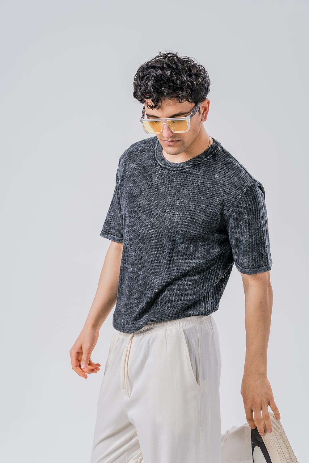 Paolo  Yıkamalı Örme Triko T-shirt