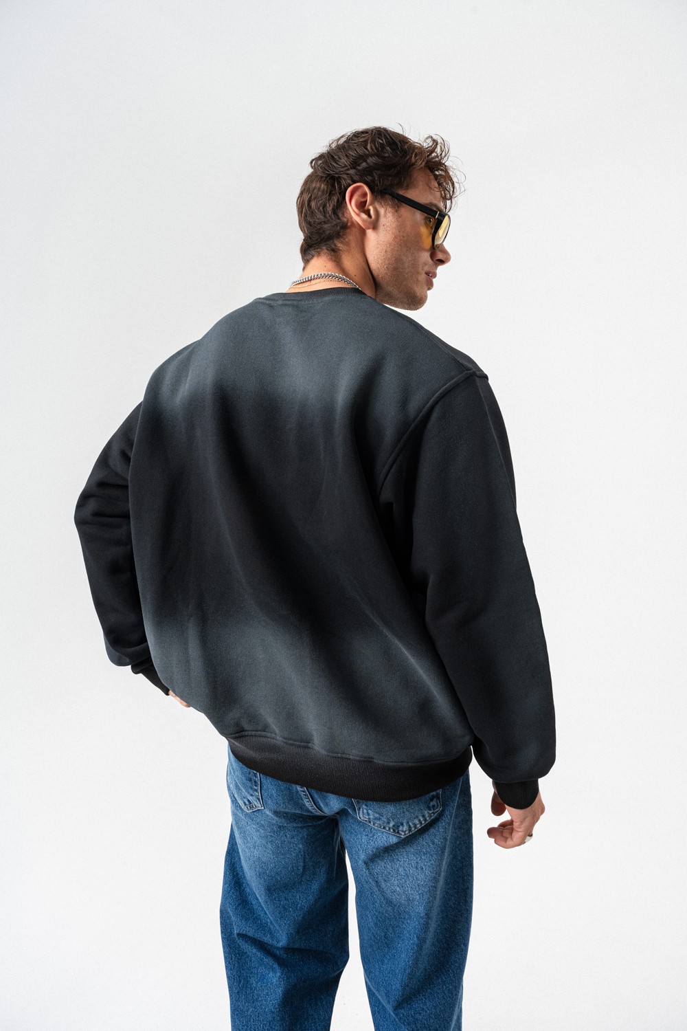 Foggy Yıkamalı Bisiklet Yaka Sweatshirt