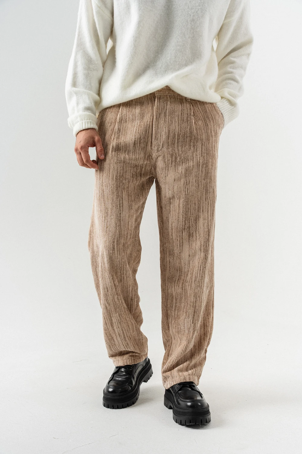 Vantedge Kadife Baggy Pantolon - Bej