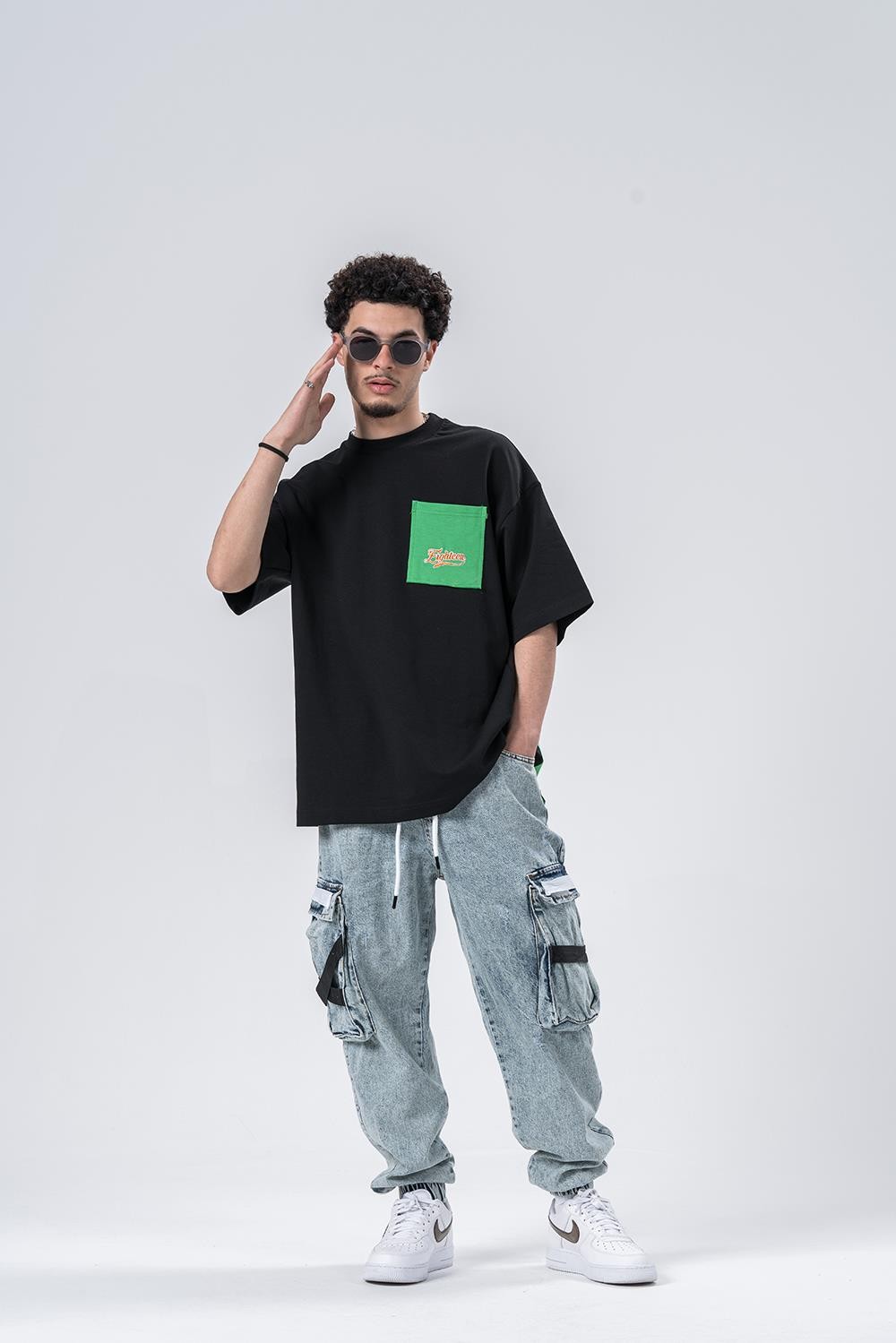 Mode  Sırt Eklentili Bisiklet Yaka Oversize T-shirt