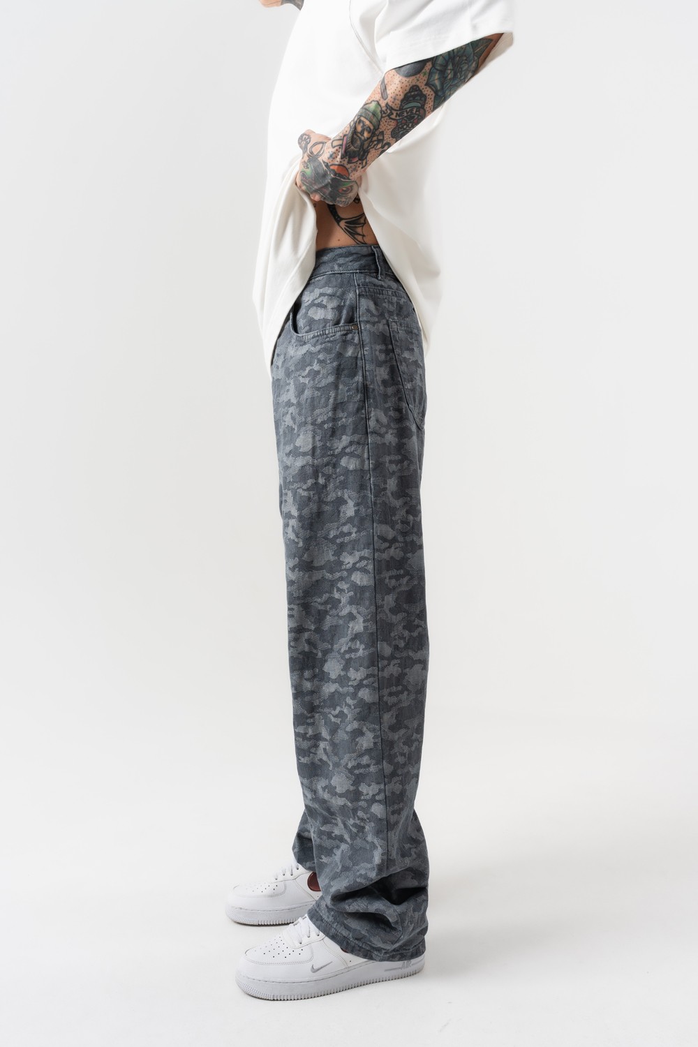 Cloud Nakış Detaylı Jean Baggy Pantolon