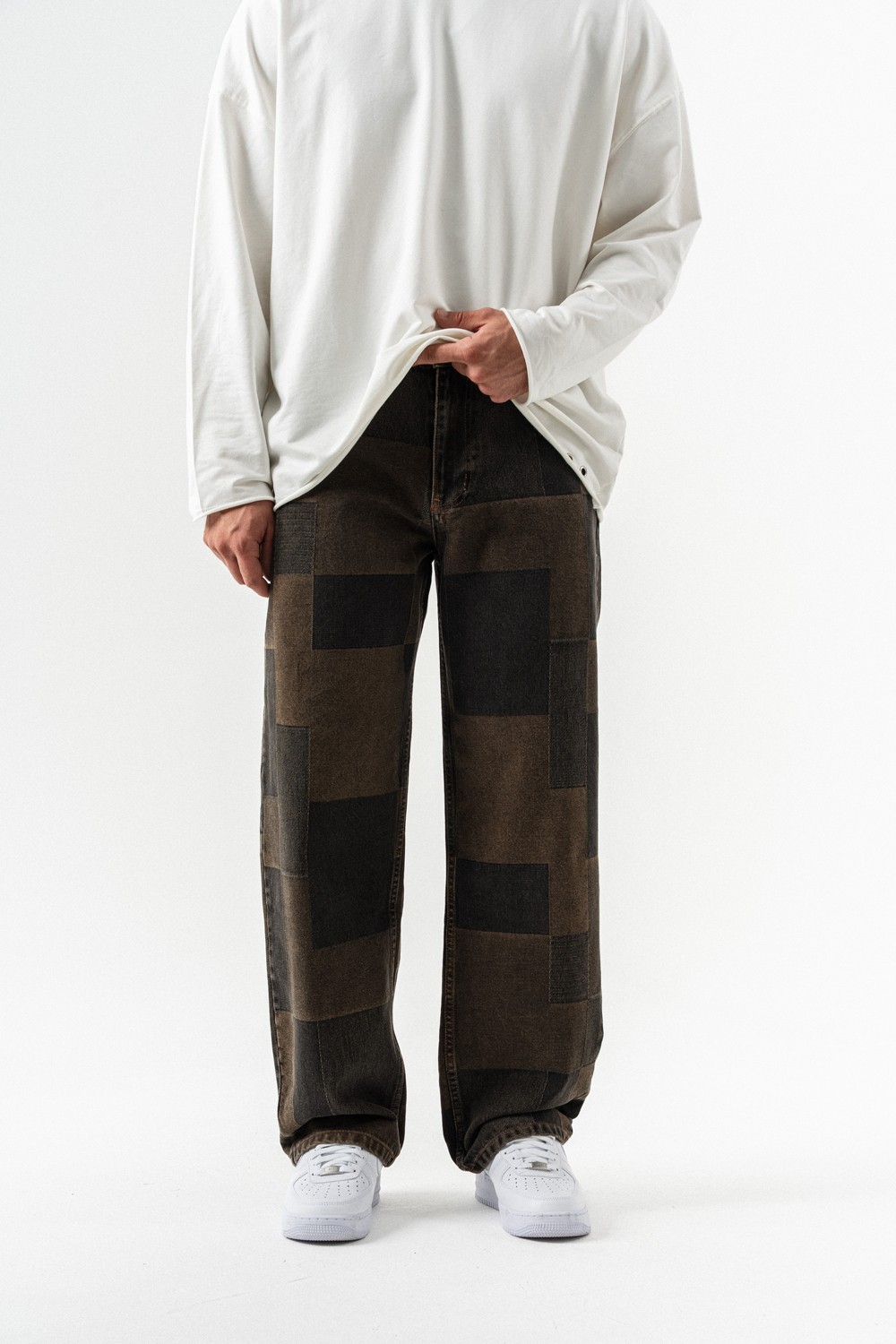 Oblong Flow Jean Baggy Pantolon - Kahverengi