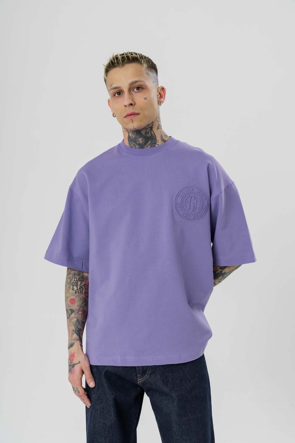 World Kabartma Baskı Oversize T-shirt