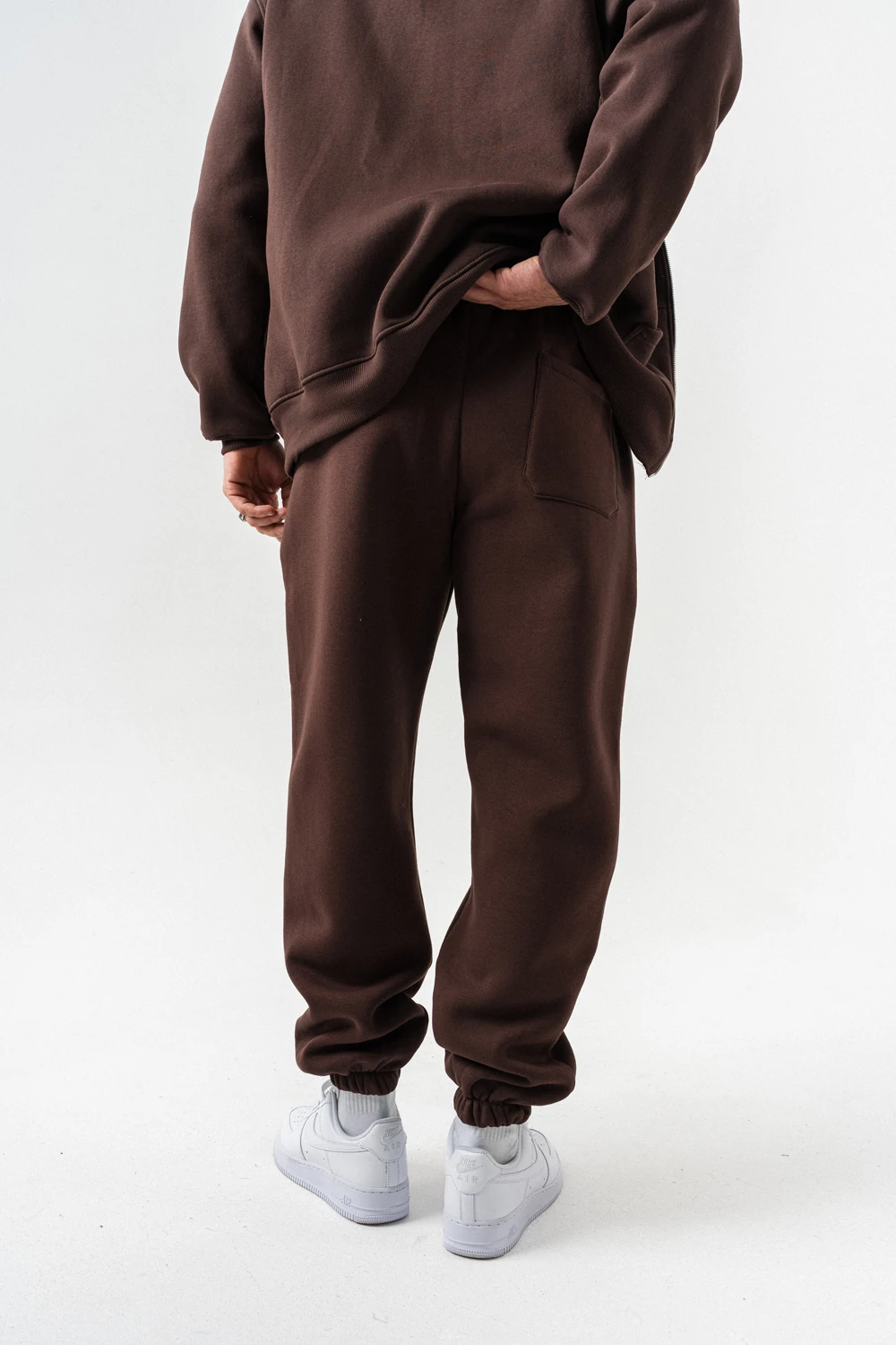 Fynor Fermuarlı Sweatshirt Hoodie ve Jogger Eşofman Takımı - Kahverengi