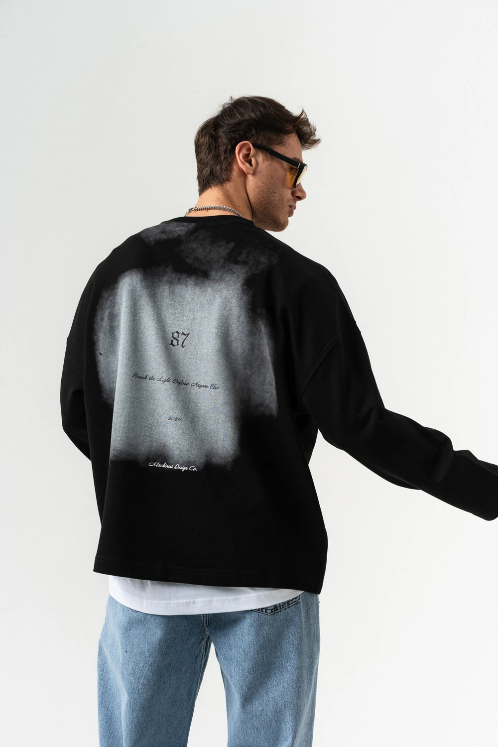 Foggy Hazy Bisiklet Yaka Sweatshirt - Siyah