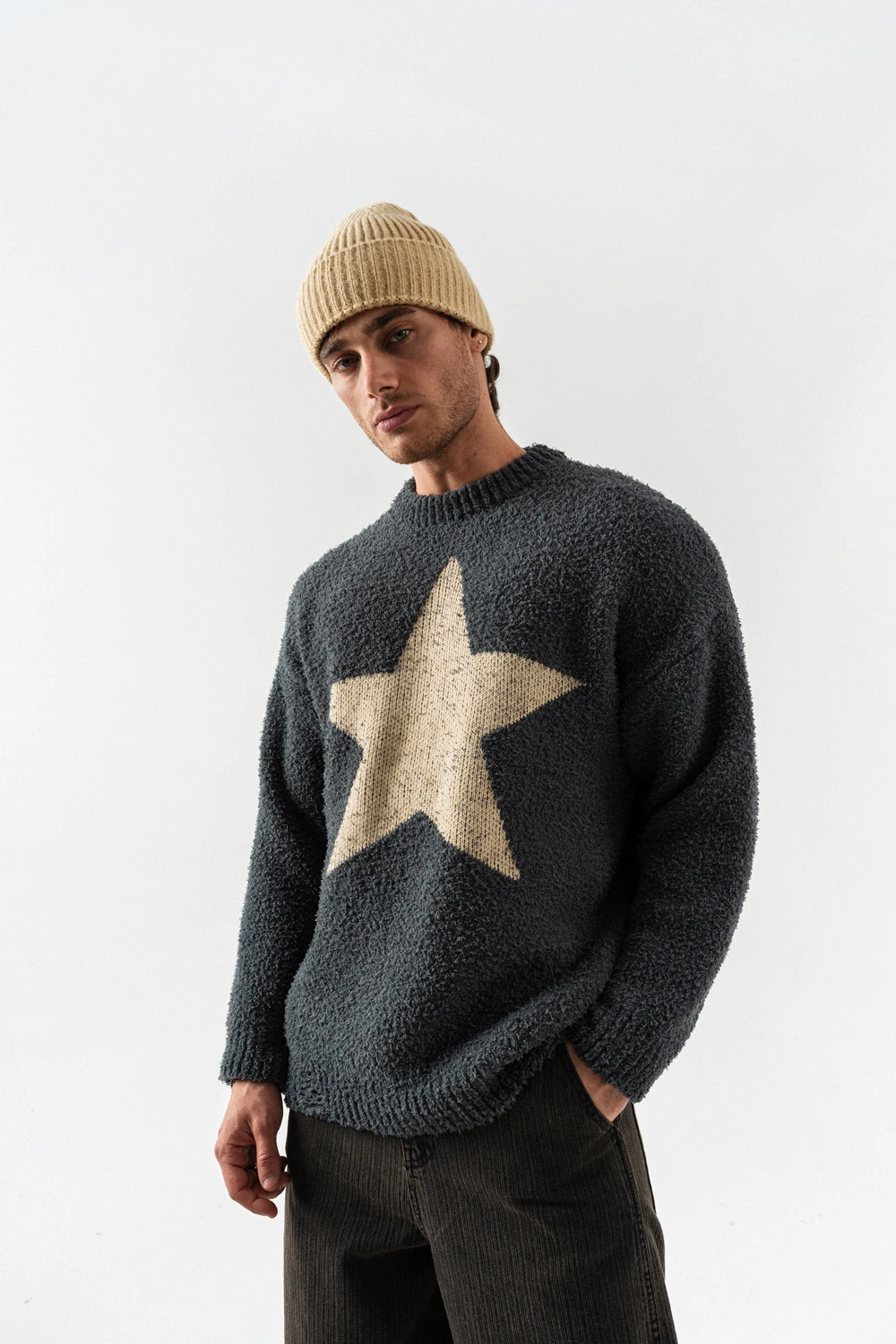 Star Bisiklet Yaka Teddy Kumaş Kazak