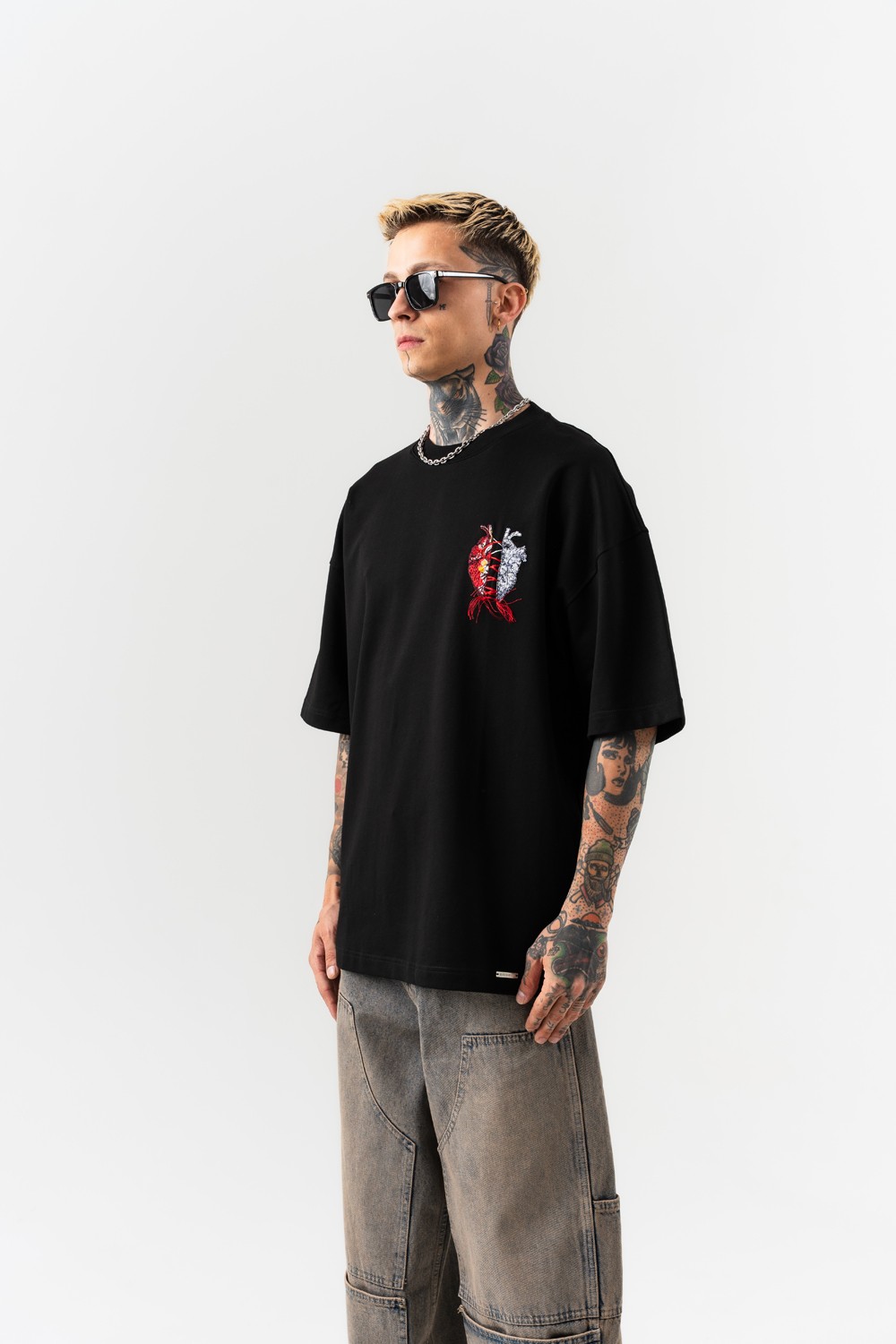 Heart Stitch Nakış Detay Oversize T-shirt