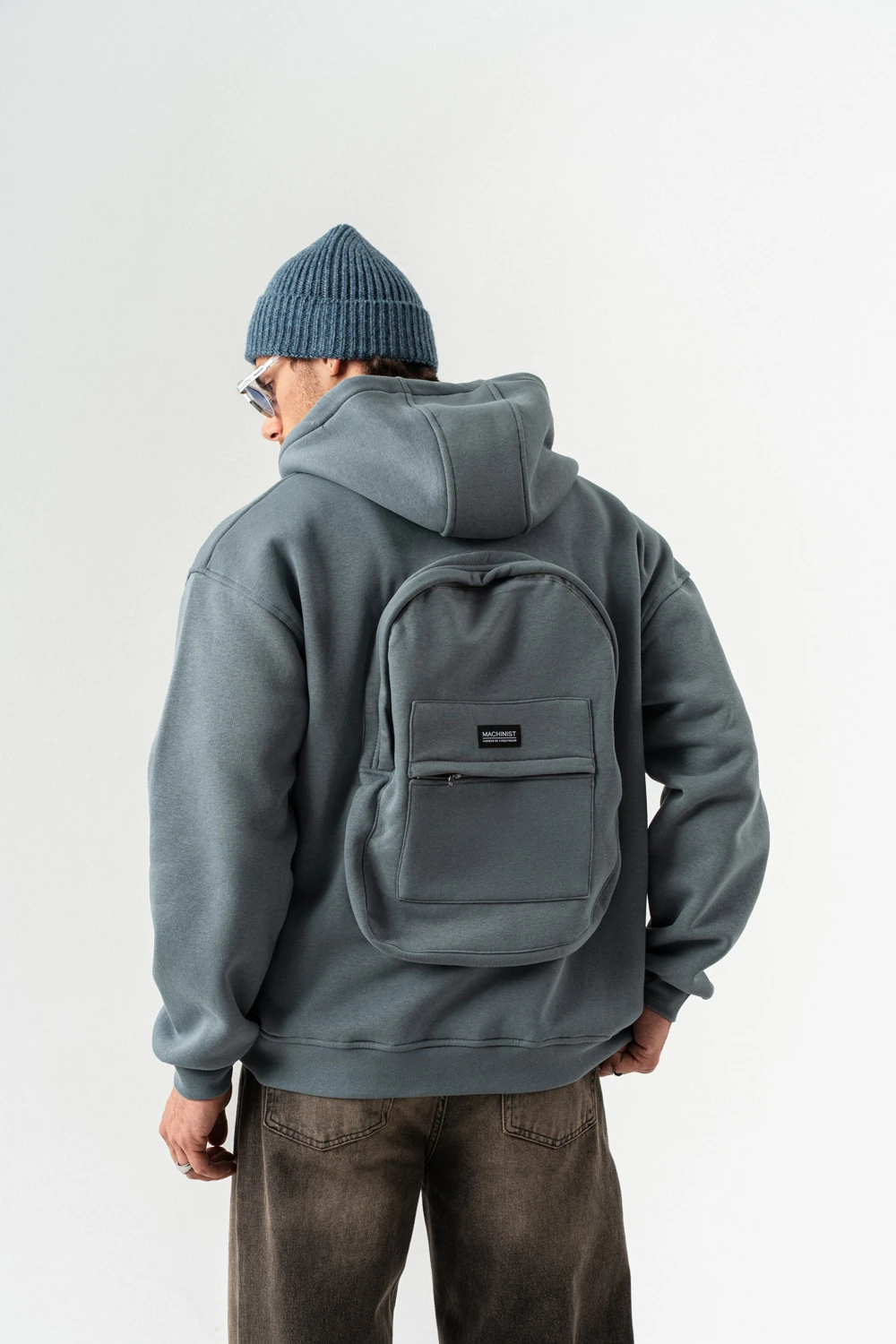 Basebag Fermuarlı ve Sırt Çantası Detaylı Kapüşonlu Sweatshirt  - Antrasit