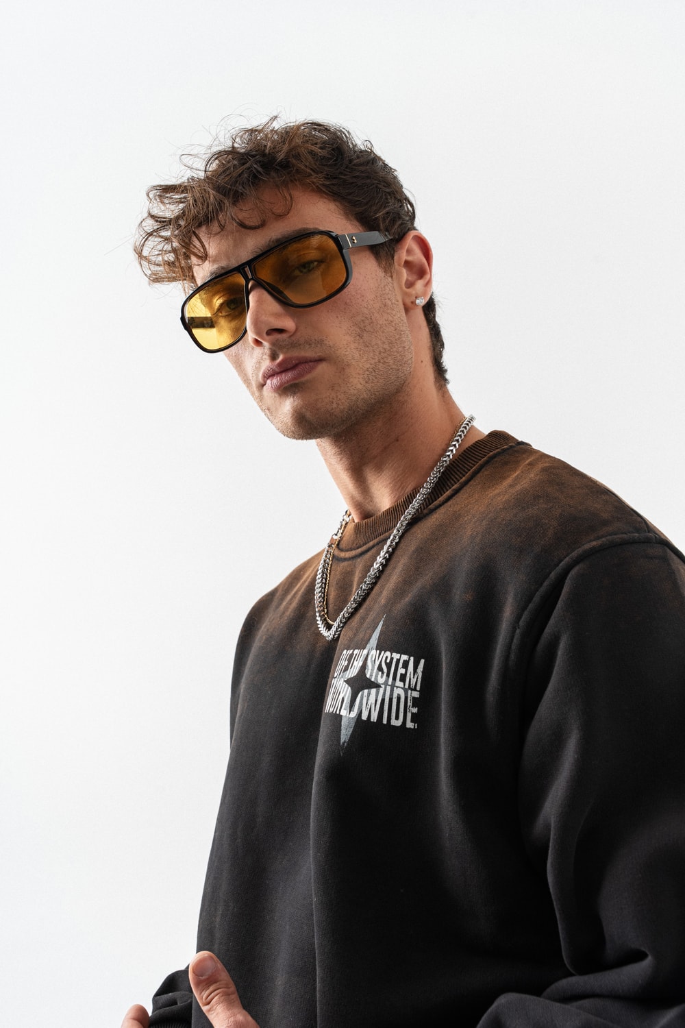 Worldwide Yıkamalı Bisiklet Yaka Sweatshirt