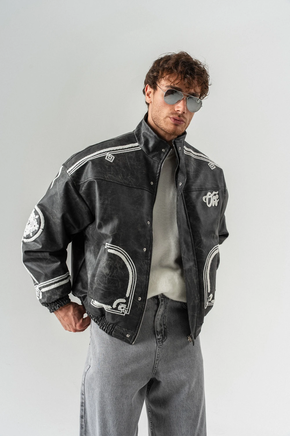 Stonepath Cep ve Nakış Detaylı Deri Mont