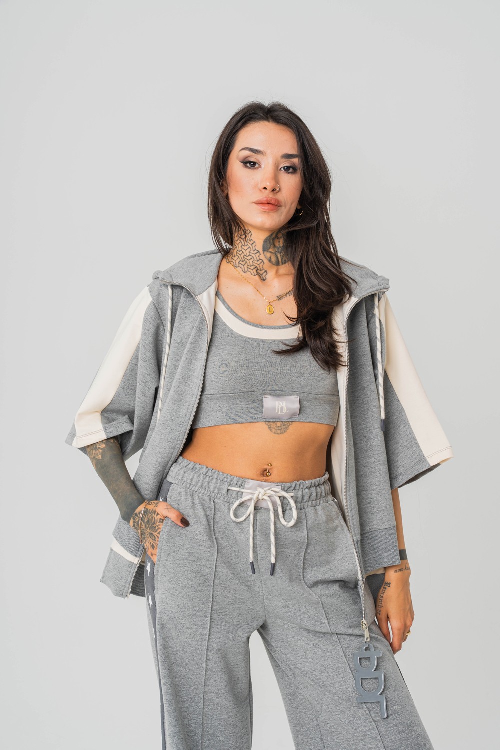 Stardrift Crop ve Kapüşonlu Kadın T-shirt 2'li Set
