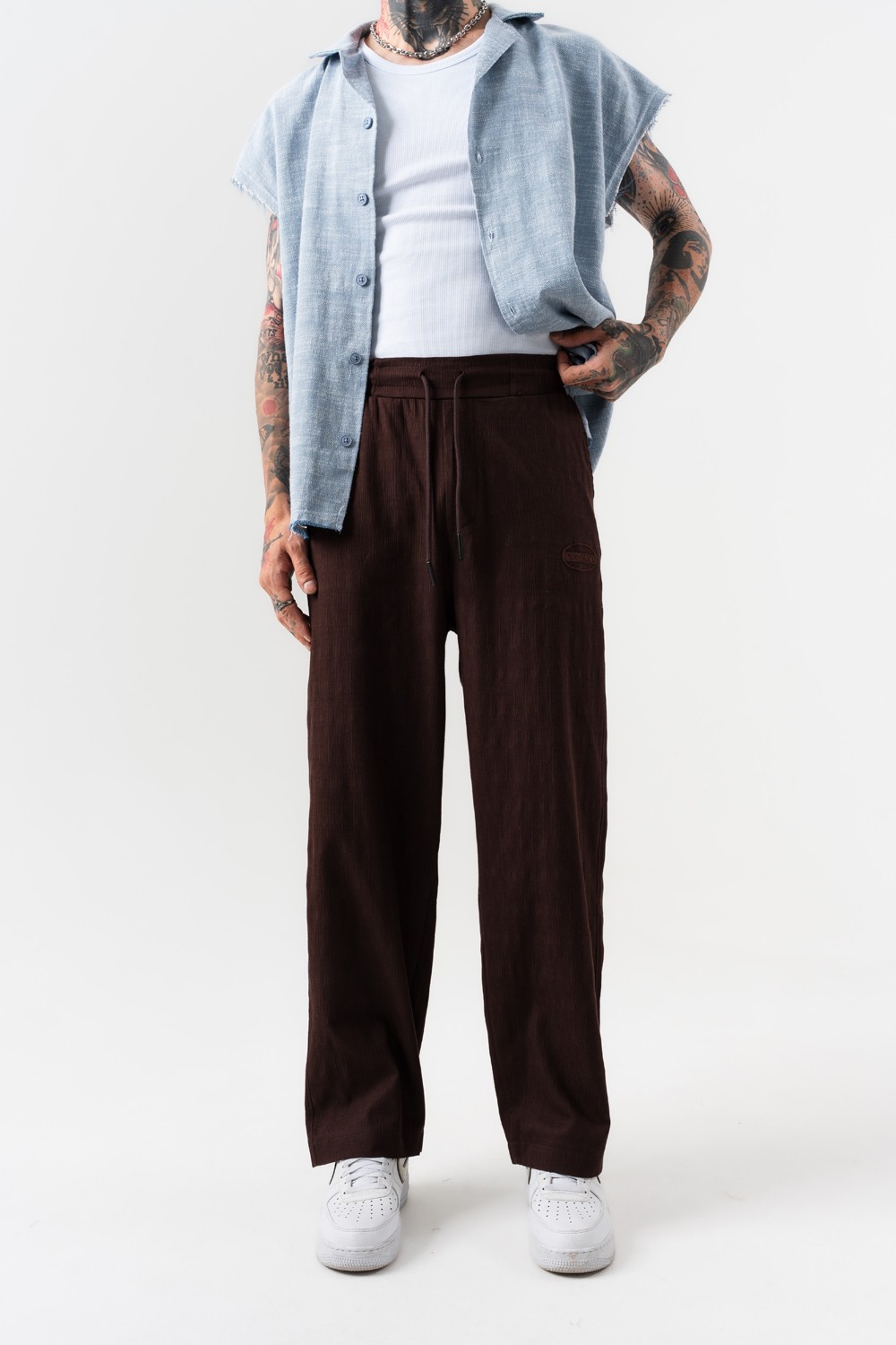 Traveler Keten Baggy Pantolon - Kahverengi