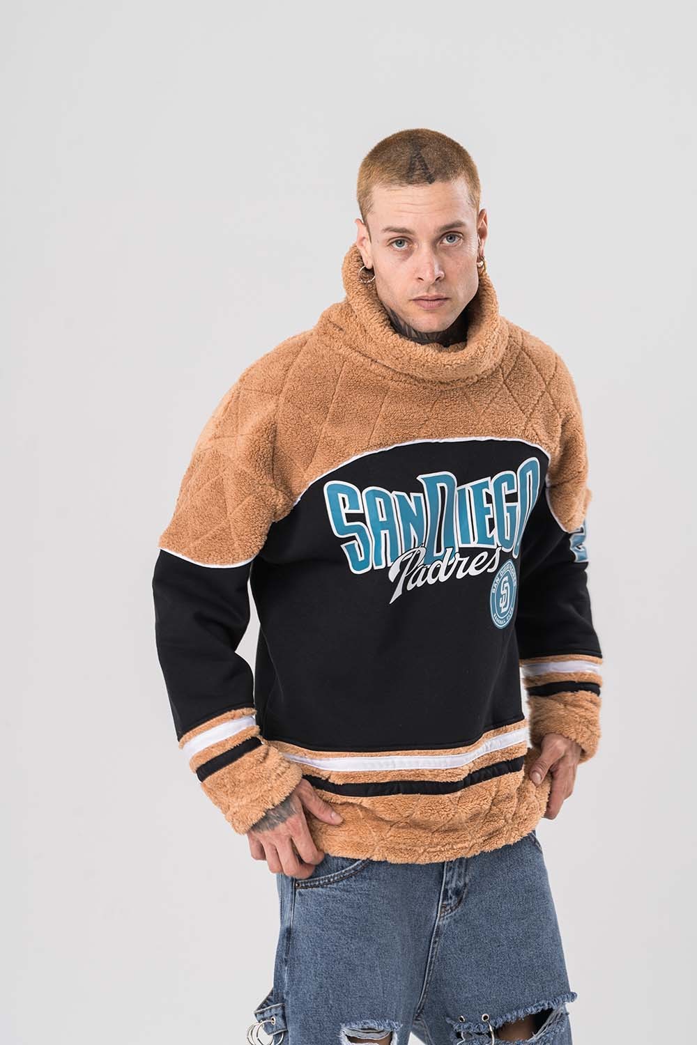 San Diego Balıkçı Yaka Peluş Sweatshirt