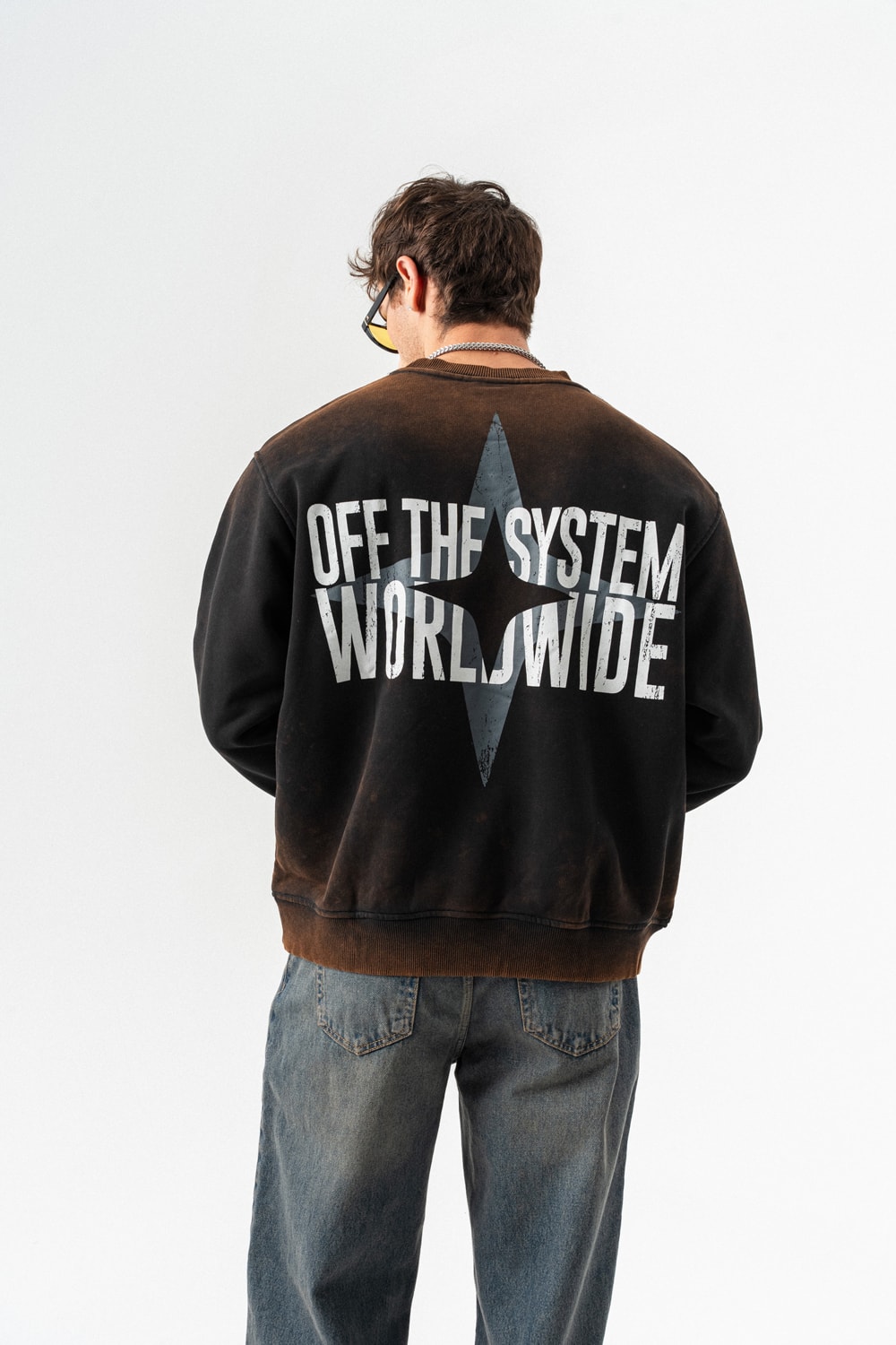 Worldwide Yıkamalı Bisiklet Yaka Sweatshirt