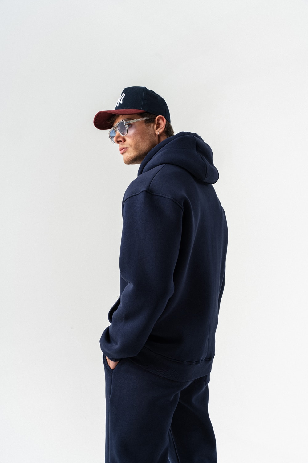 Fynor Fermuarlı Sweatshirt Hoodie ve Jogger Eşofman Takımı - Lacivert