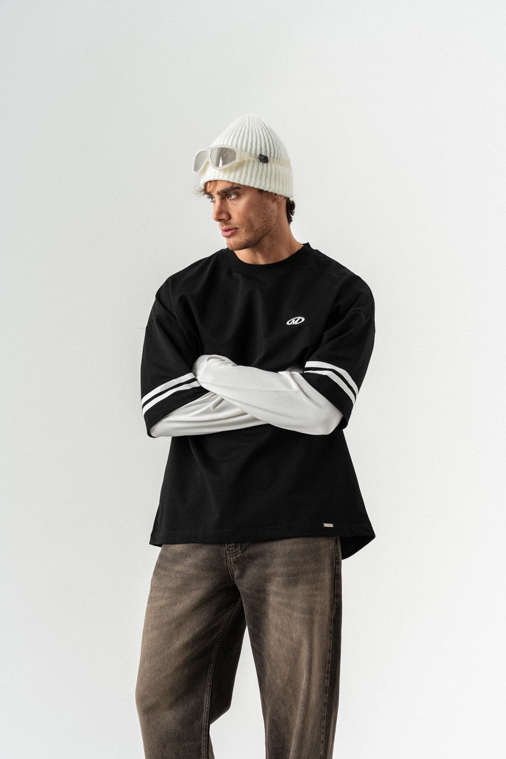 Soical Mode Bisiklet Yaka Birleşik Sweatshirt