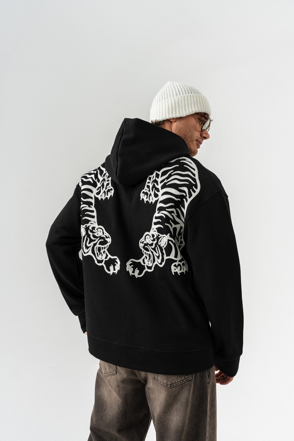 Tigerbase Fermuarlı Sweatshirt Hoodie - Siyah