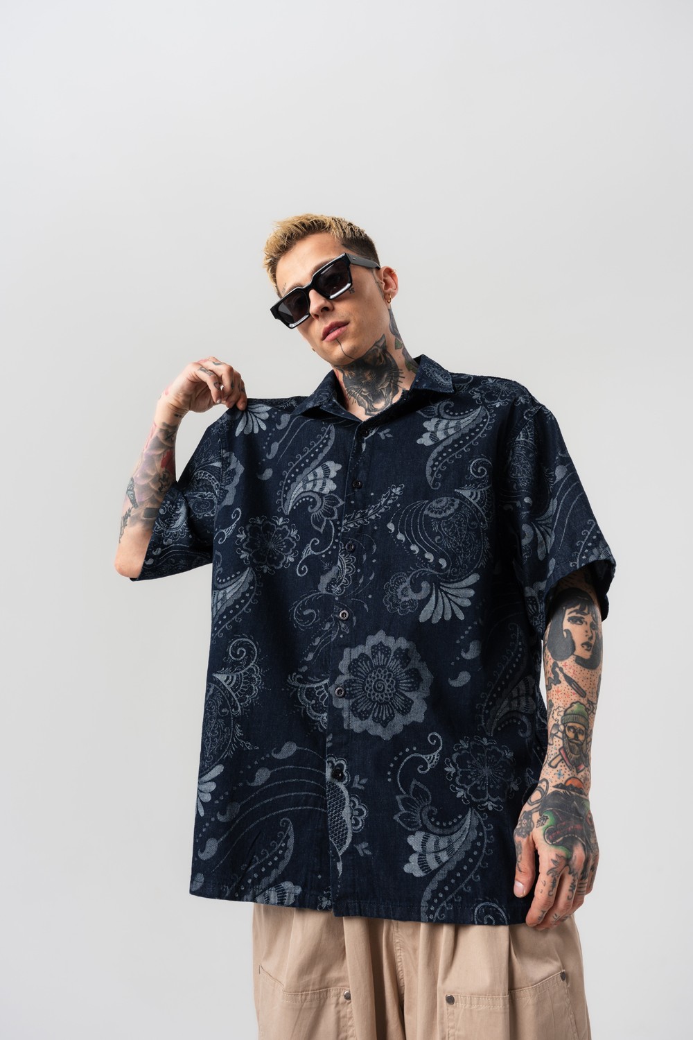Offtrack Nakış Desen Oversize Gömlek