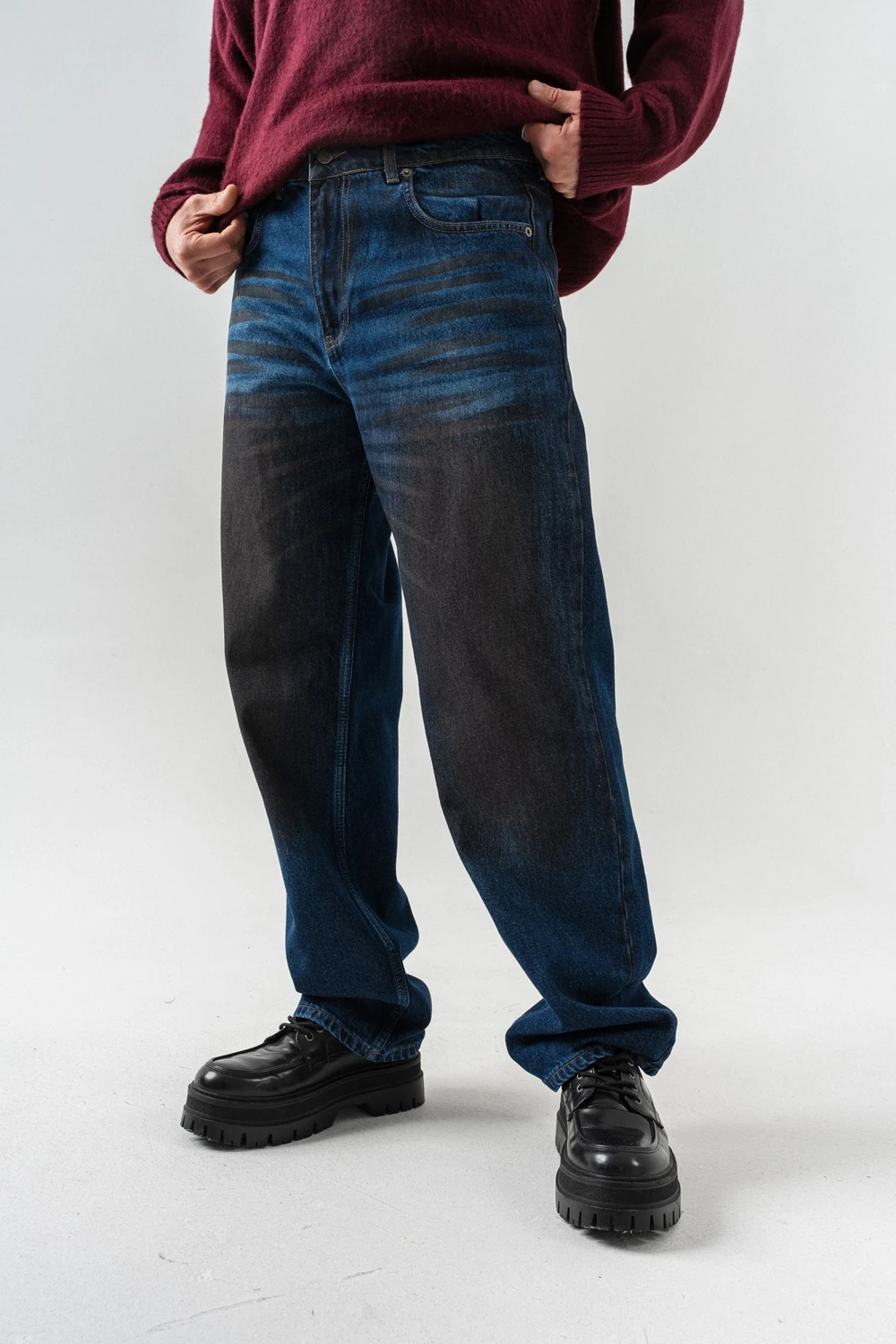 Ironfade Eskitme Detaylı Jean Baggy Pantolon