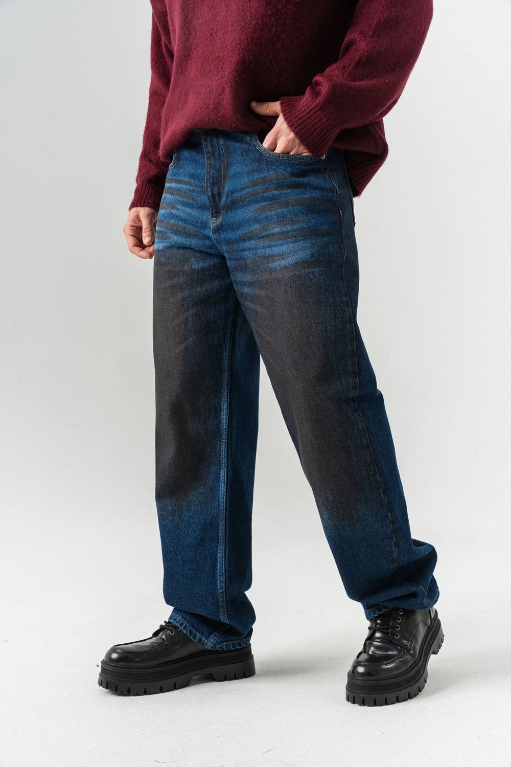 Ironfade Eskitme Detaylı Jean Baggy Pantolon