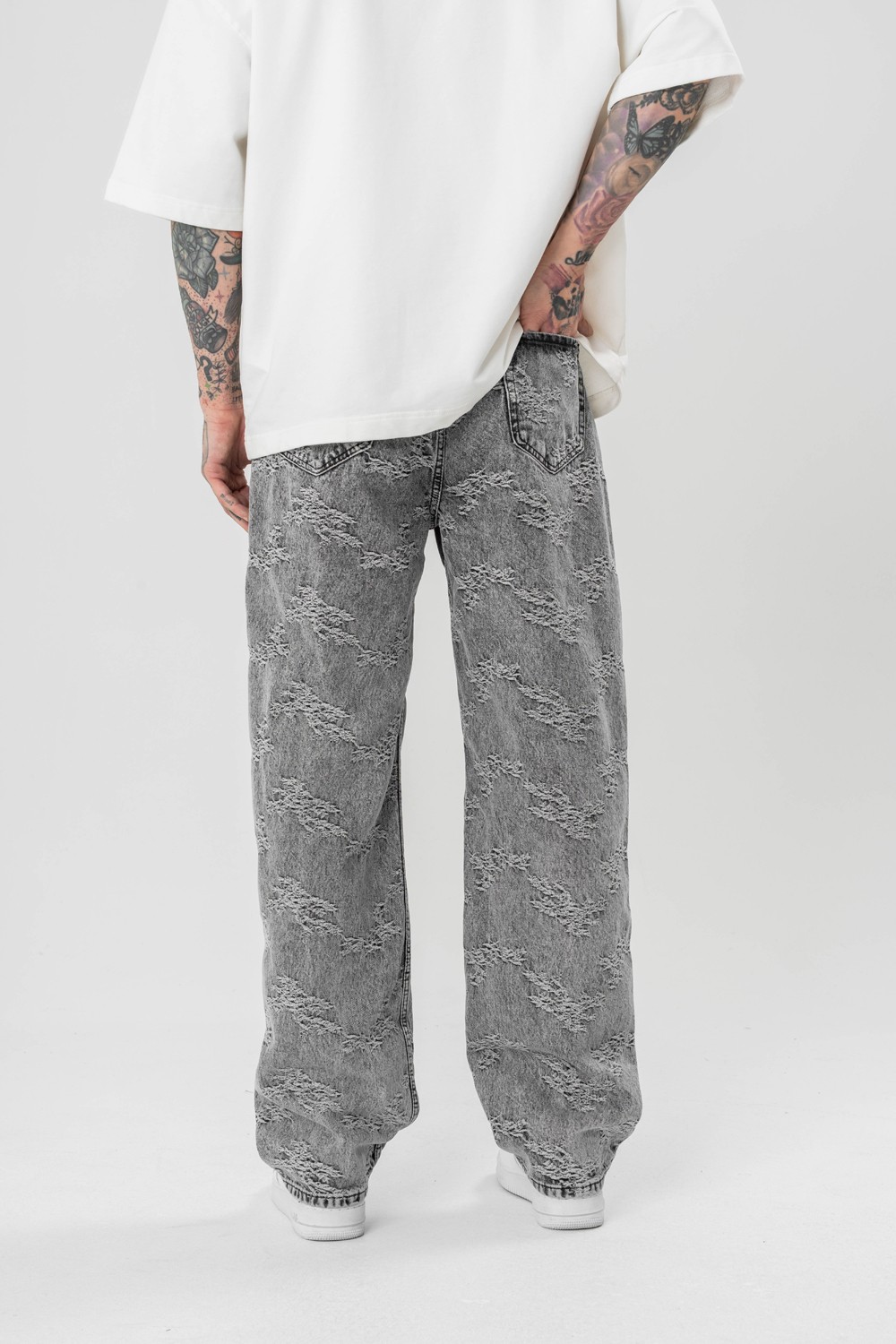 Tree Nakış Detaylı Jean Baggy Pantolon