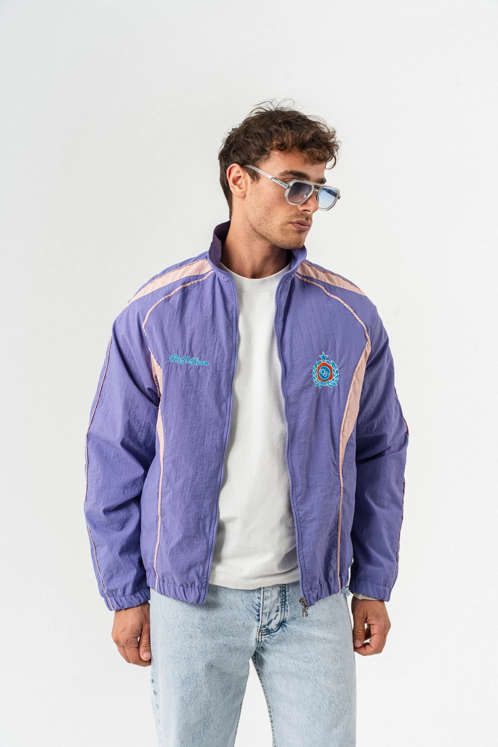 Nightrun Paraşüt Kumaş Fermuarlı Vintage Rüzgarlık Mont - Mor