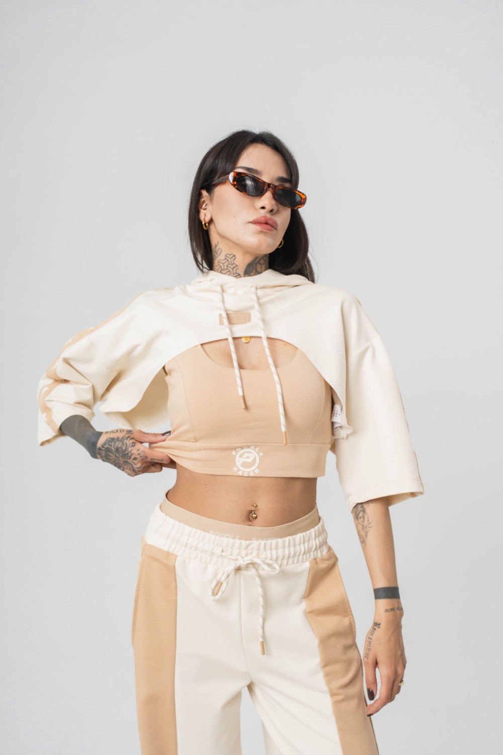 Star Flow Crop + Kapüşonlu T-shirt + Eşofman Alt 3'lü Set Takım