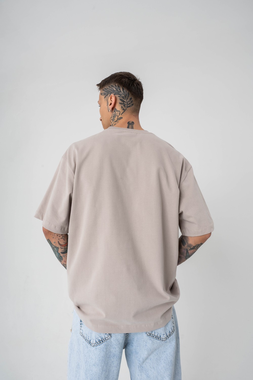 Basic Fırçalı Kumaş Oversize T-shirt