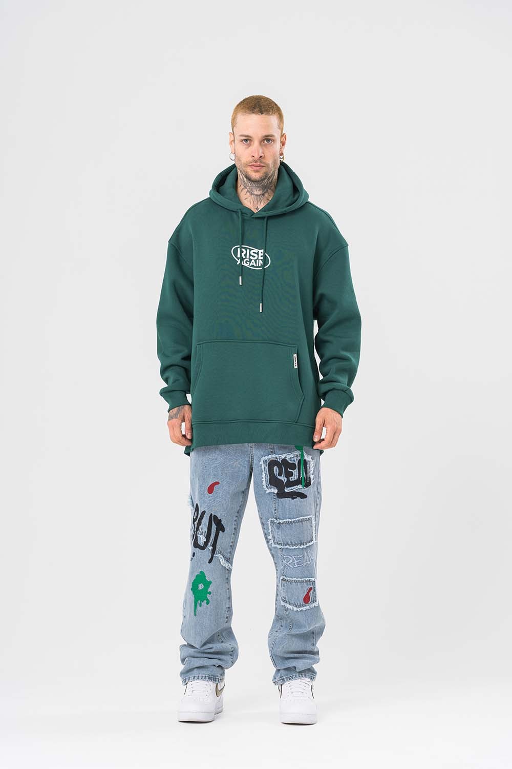 Rise Again Sırt Gizli Fermuar Detay Kapüşonlu Sweatshirt