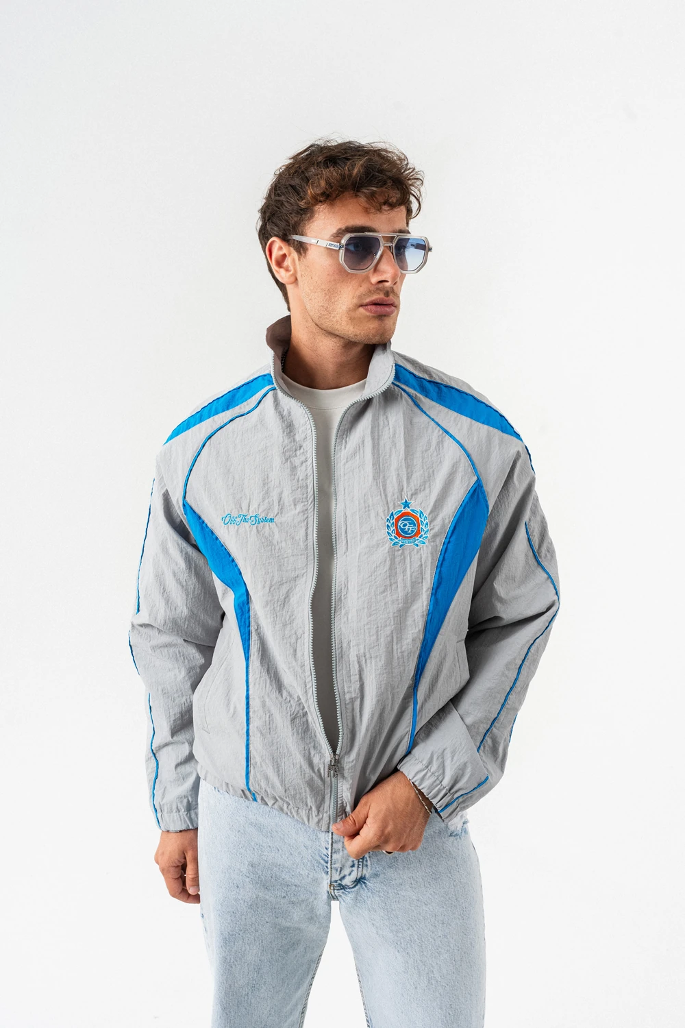 Nightrun Paraşüt Kumaş Fermuarlı Vintage Rüzgarlık Mont - Gri