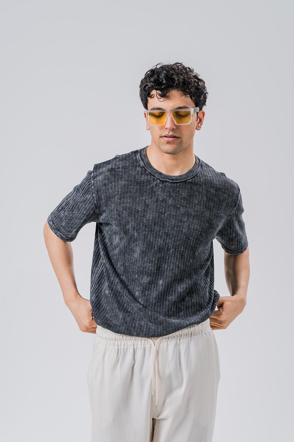 Paolo  Yıkamalı Örme Triko T-shirt