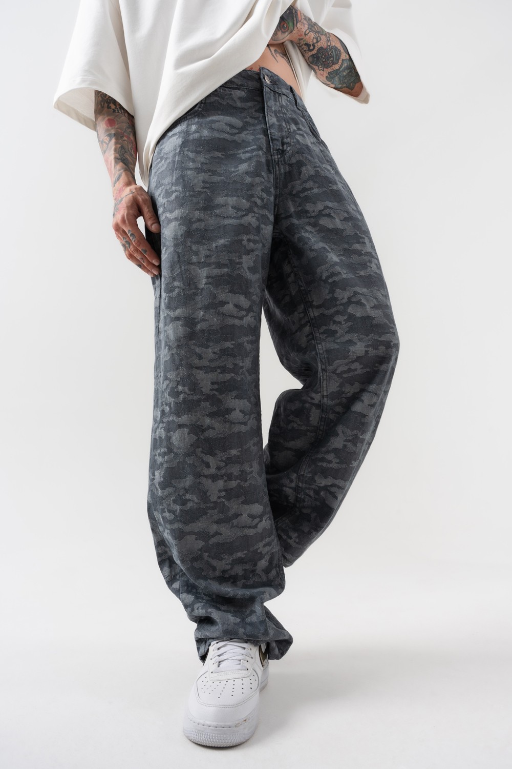 Cloud Nakış Detaylı Jean Baggy Pantolon