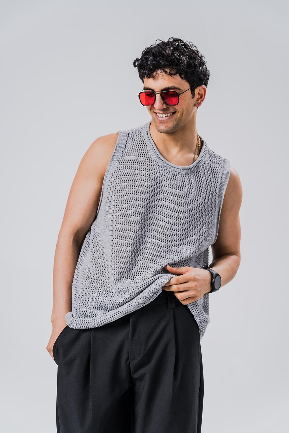 Fabrizio Örme Kolsuz Triko T-shirt