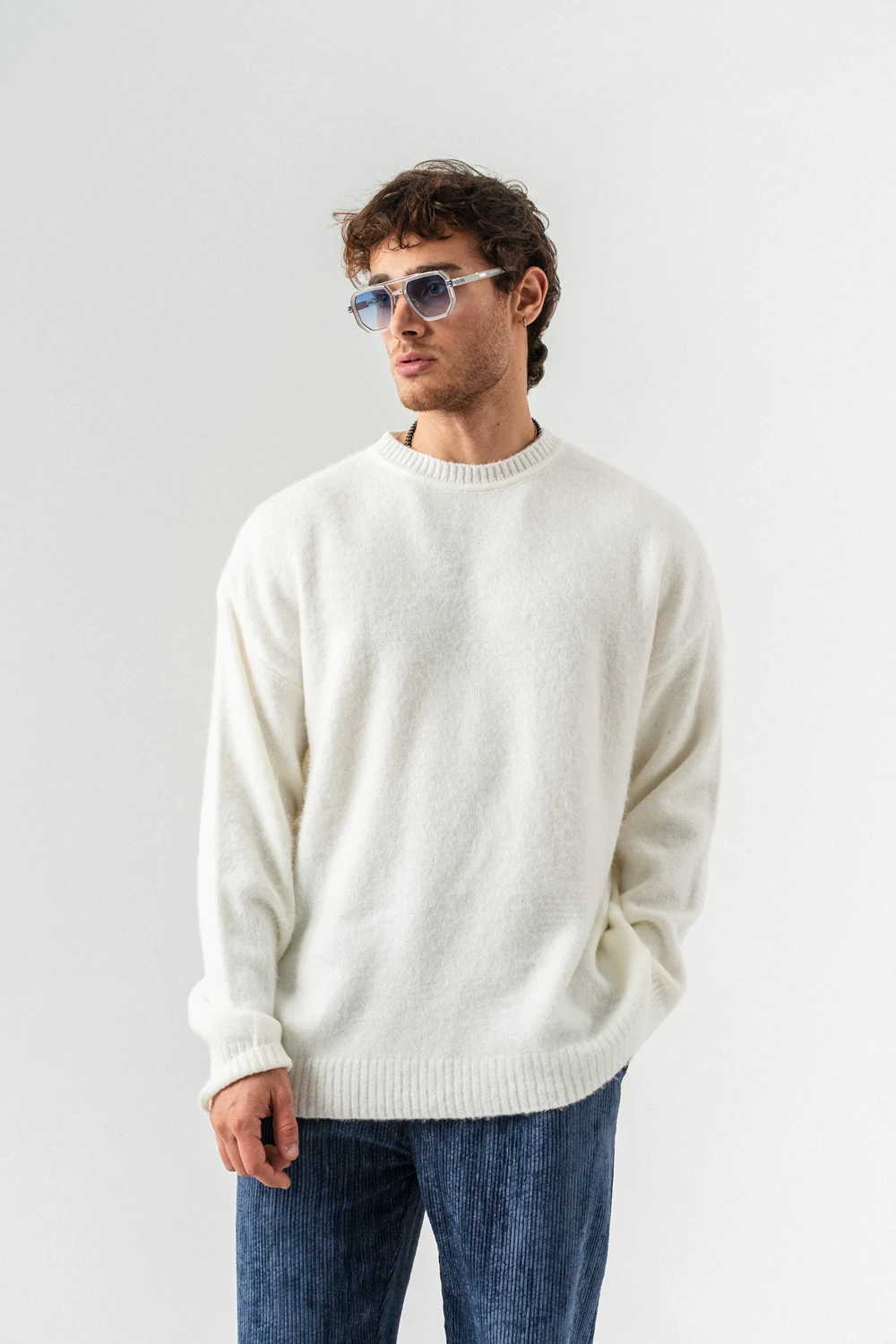 Breakpoint Basic Bisiklet Yaka Triko Kazak - Ekru