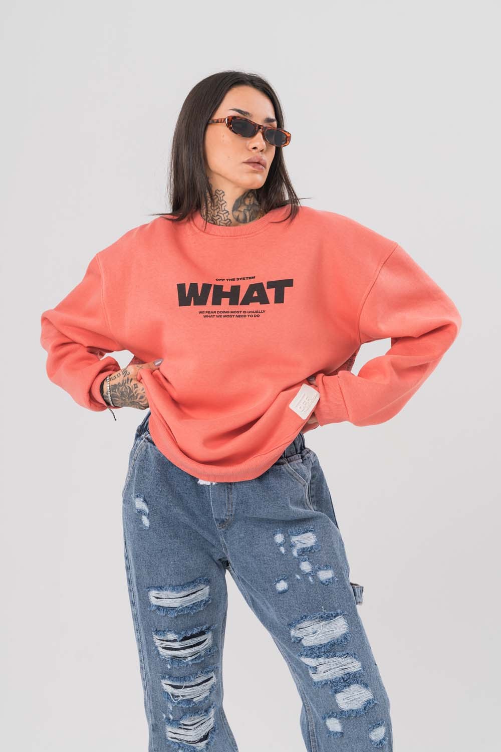 What Patch Detaylı Bisiklet Yaka Sweatshirt