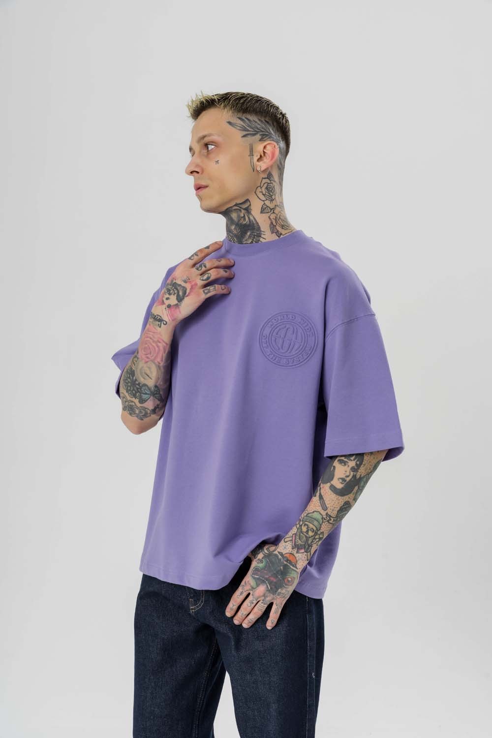 World Kabartma Baskı Oversize T-shirt