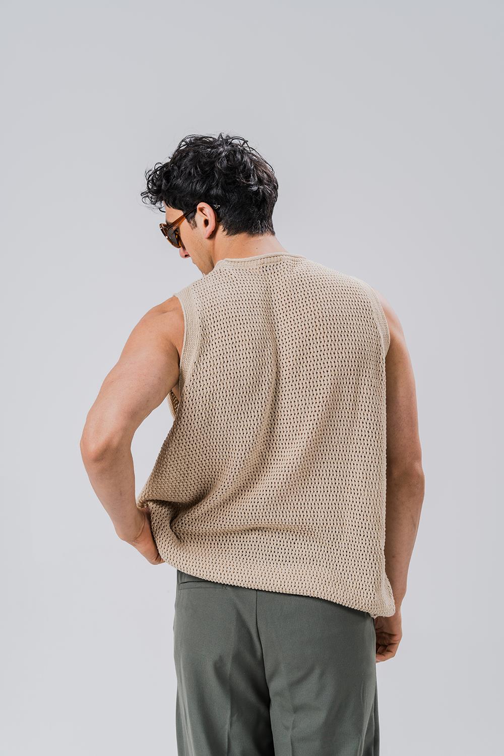 Fabrizio Örme Kolsuz Triko T-shirt