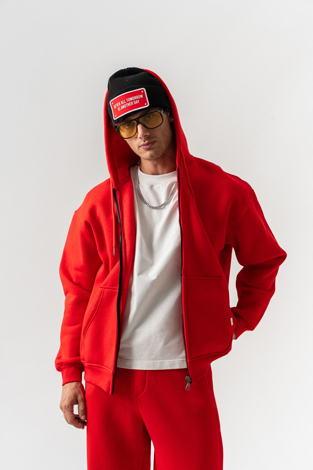 Brickstorm Fermuarlı Hoodie ve Baggy Eşofman Takımı - Kırmızı