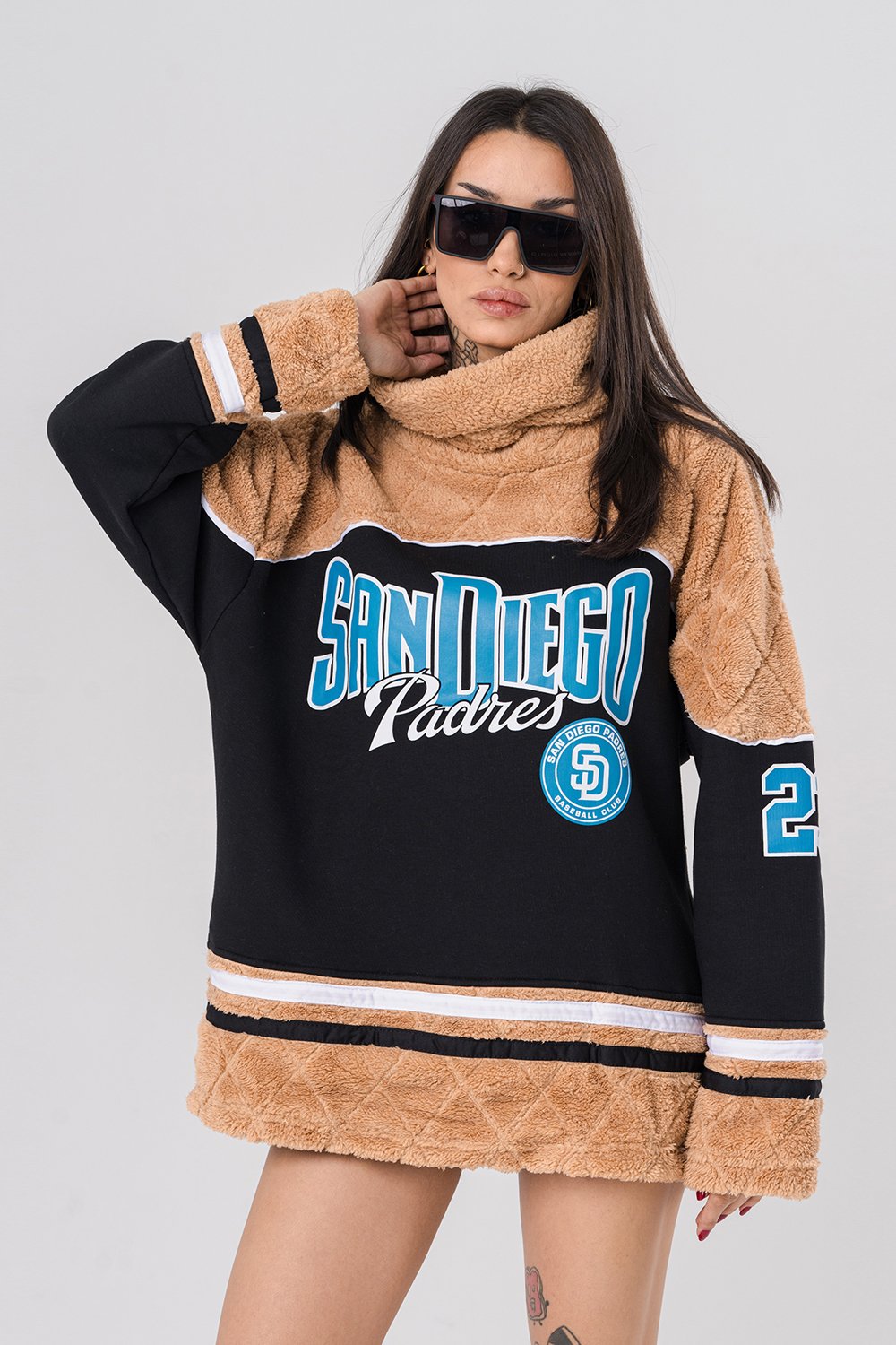 San Diego Balıkçı Yaka Peluş Sweatshirt