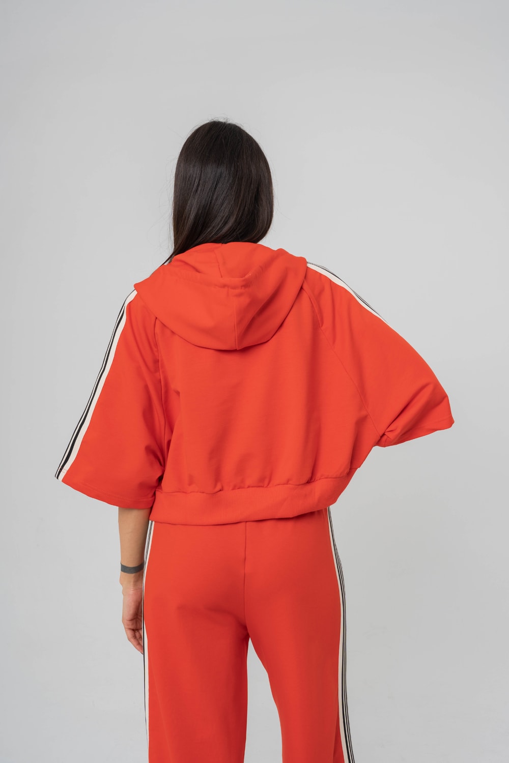 Urban Stripe Crop +  Kapüşonlu Kadın T-shirt 2' li Set