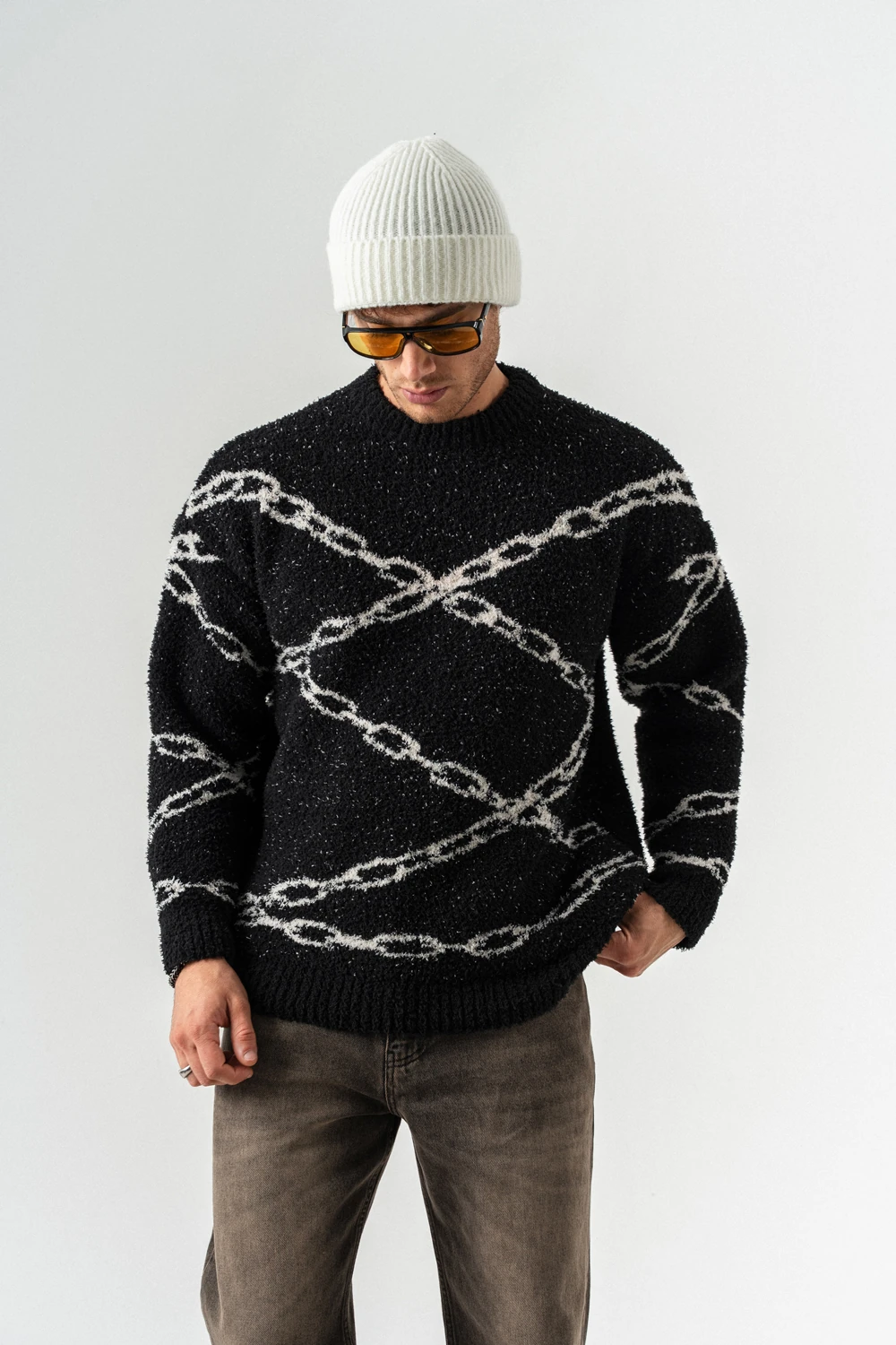 Chain Bisiklet Yaka Teddy Kumaş Kazak