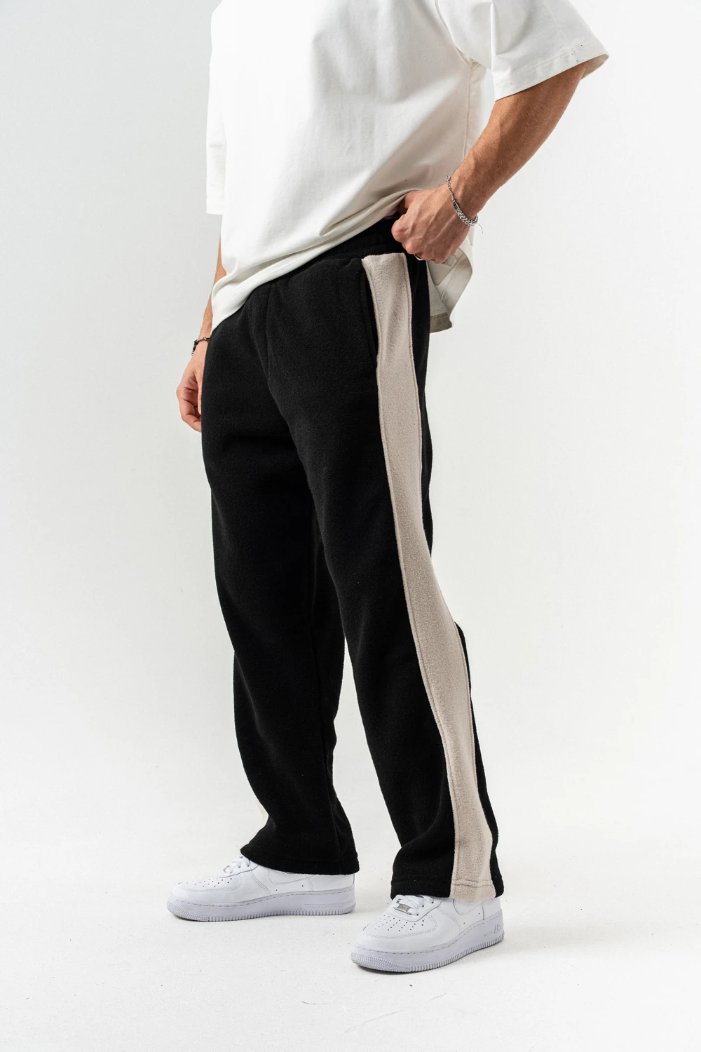 Nova Havlu Kumaş Fermuarlı Sweatshirt Hoodie Eşofman Takımı - Siyah