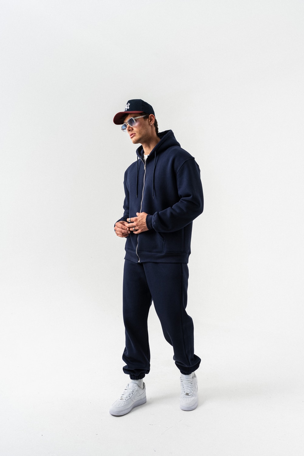 Fynor Fermuarlı Sweatshirt Hoodie ve Jogger Eşofman Takımı - Lacivert