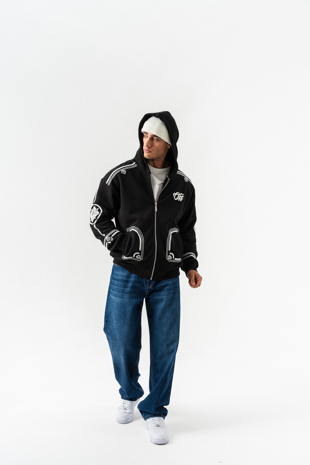 Overtone Nakış Detay Fermuarlı Sweatshirt Hoodie