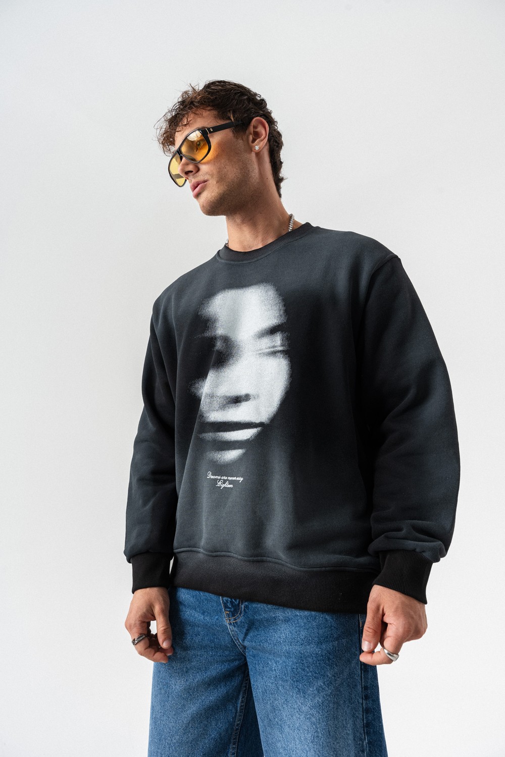 Foggy Yıkamalı Bisiklet Yaka Sweatshirt