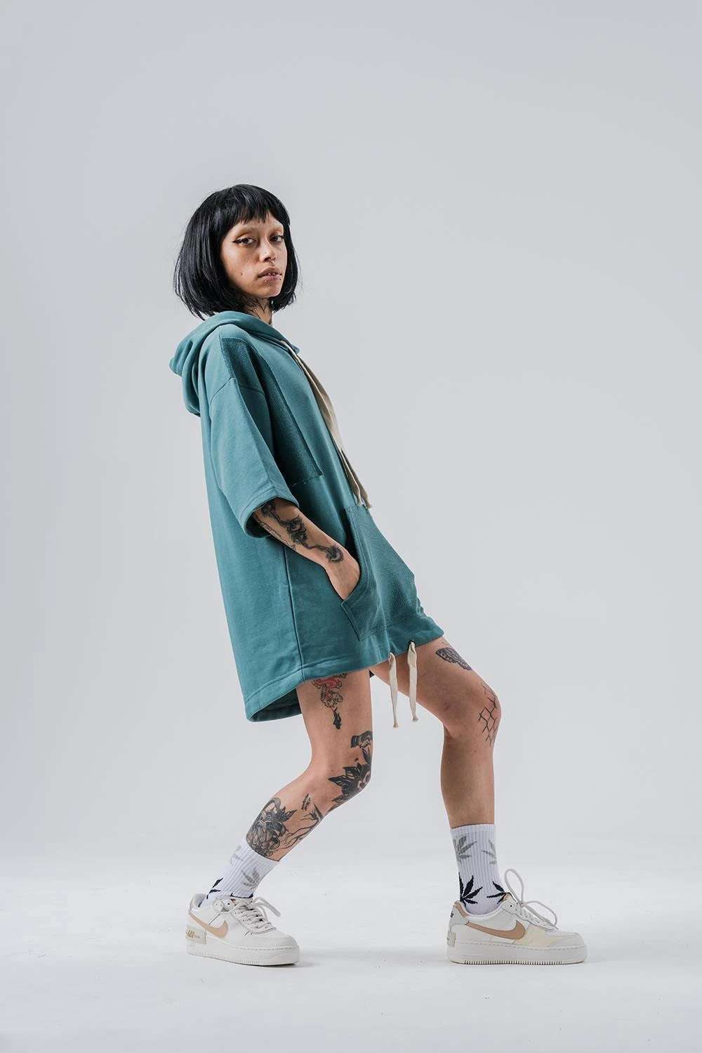 Gym 3 İplik Kanguru Cep Kapüşonlu T-shirt