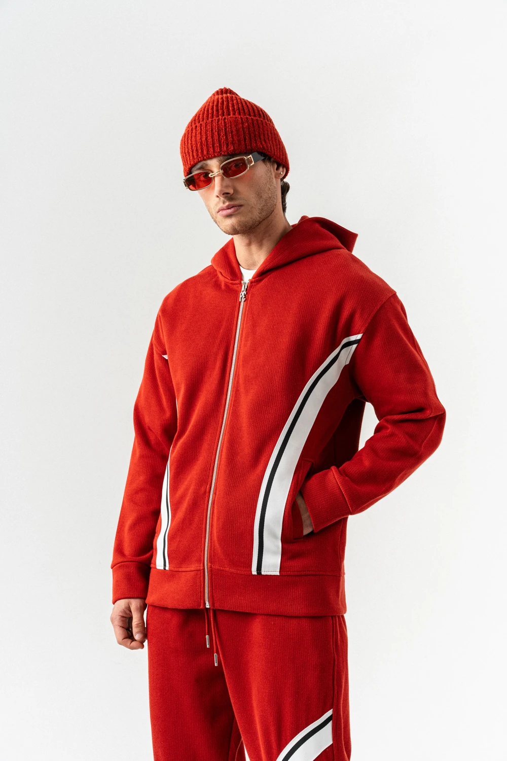 Frameline Fermuarlı Sweatshirt Hoodie ve Baggy Eşofman Takımı