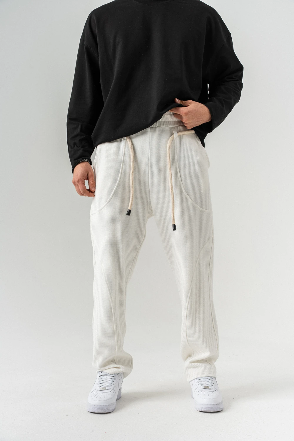 Hardpulse Halat Detaylı Baggy Eşofman Alt - Beyaz