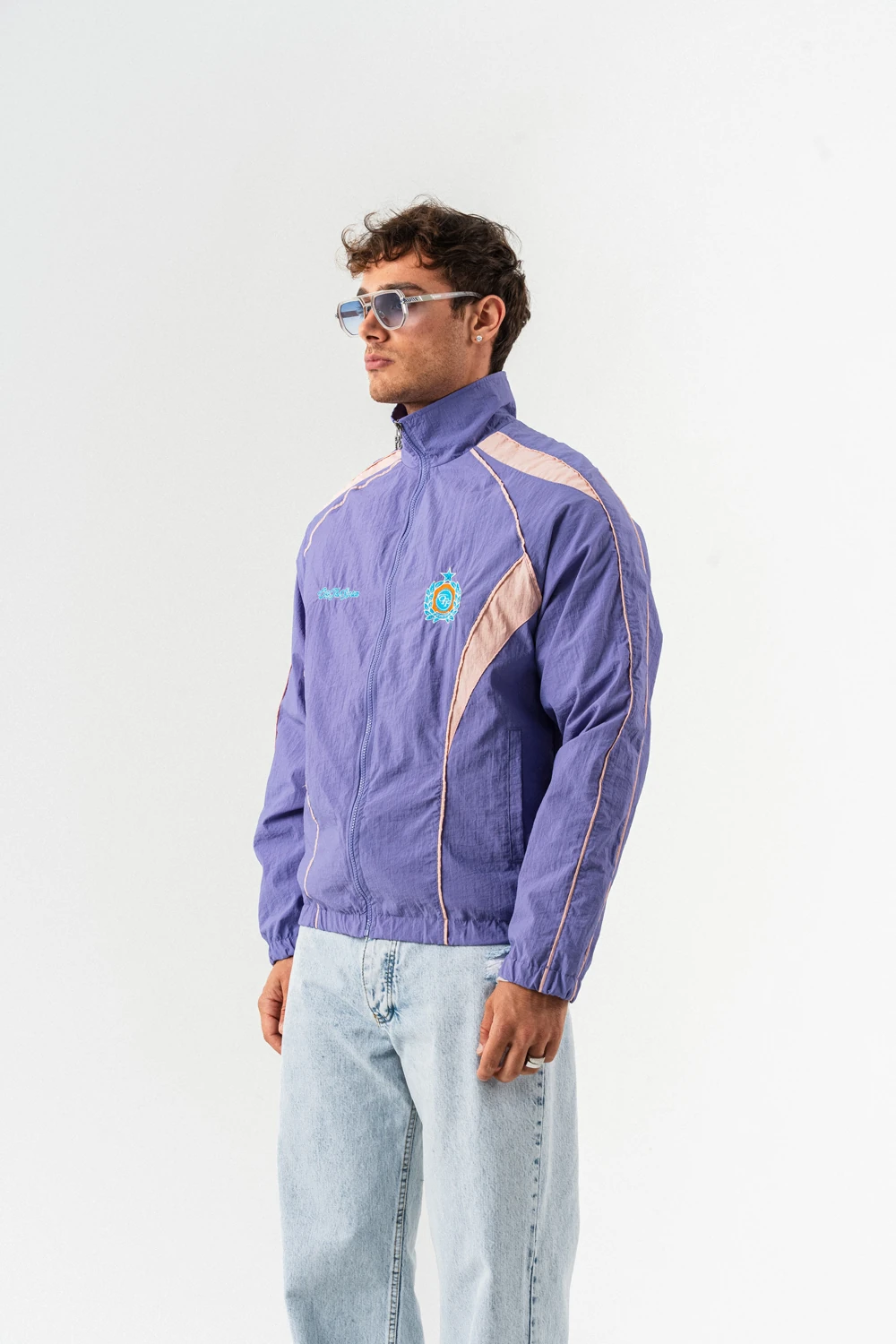 Nightrun Paraşüt Kumaş Fermuarlı Vintage Rüzgarlık Mont - Mor