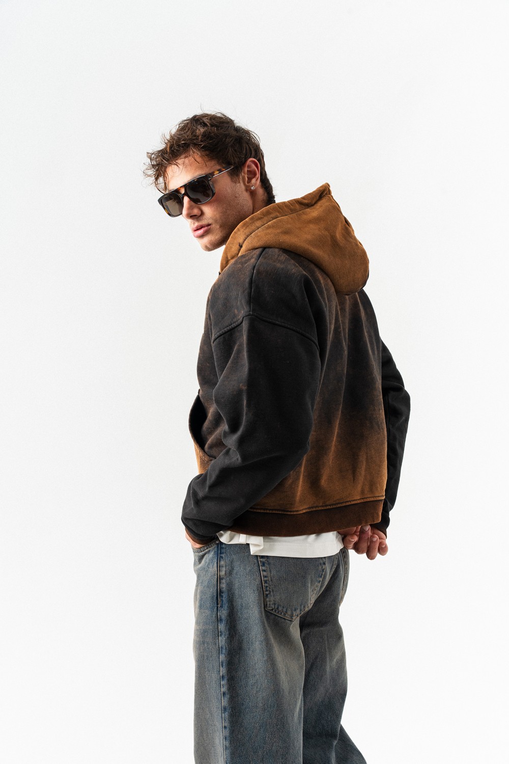 Midnight Yıkamalı Fermuarlı Sweatshirt Hoodie